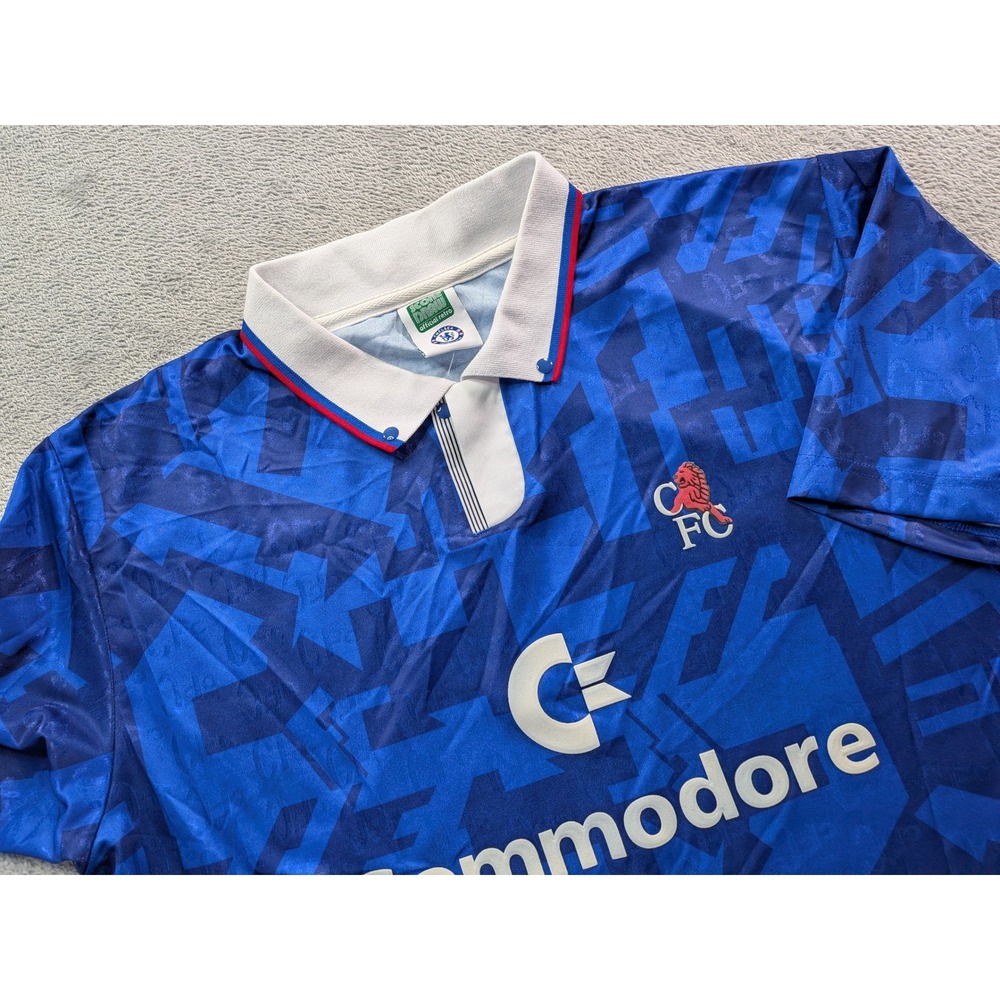 Score Draw Chelsea FC 1993 Retro Commodore Away Jersey Blue Mens 2XL
